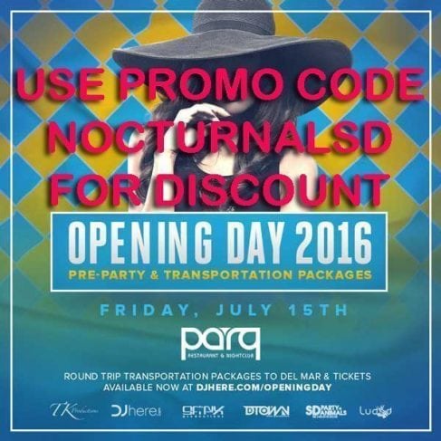 Opening Day Del Mar 2016 Bus Transportation Promo Code Discount tickets san diego