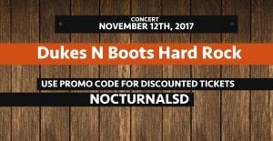 Boots N Dukes Hardrock 2017 Discount Promo Tickets San Diego