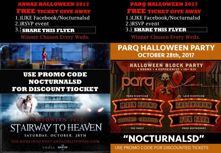 Andaz Parq Halloween 2017 san diego discount promo code coupon free tickets guest list costume party