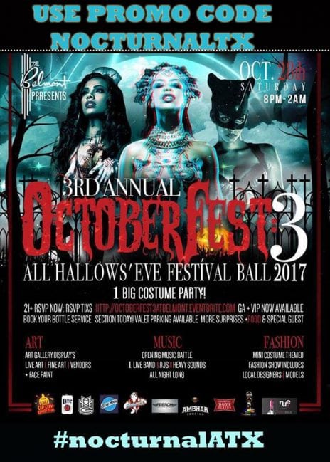 Belmont October Fest 3 Halloween DISCOUNT TICKETS PROMO CODE vip atx costume party 