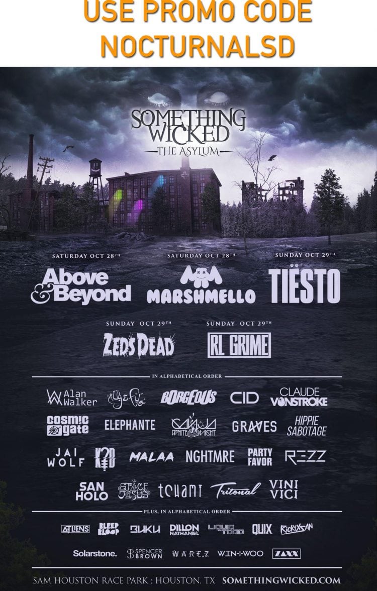 Something Wicked 2017 Tickets Discount Promo Code Halloween Houston tiesto above and beyond vip entry halloween sowi2017