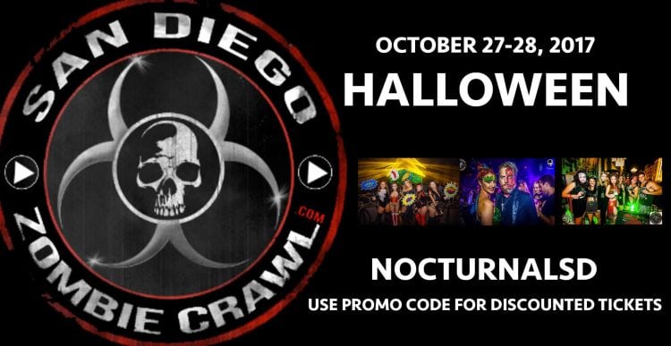 san diego zombie crawl 2017 gaslamp bones and booze bar crawl discount promo code coupon vip entry clubs venues nightclubs add ons east village