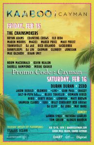 kaaboo cayman line up 2019 music comedian day 1 day 2 day 3 friday sat sunday discount promotional code coupon deal sale