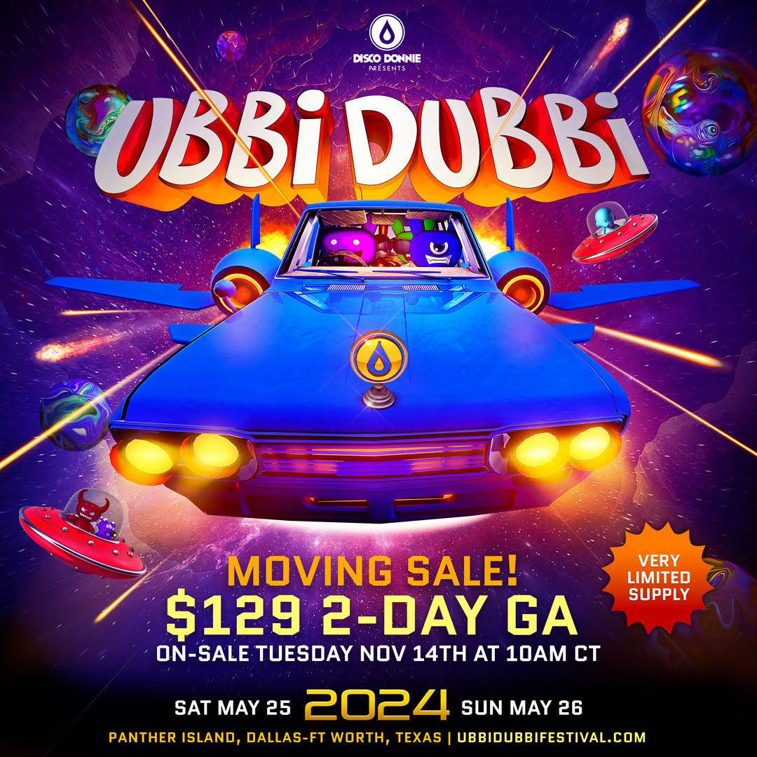 Ubbi Dubbi Promo Code, 2024 Festival, Discount Tickets, GA Passes, VIP, Texas, Panther Island Pavilion, Concert, Music, Fort Worth