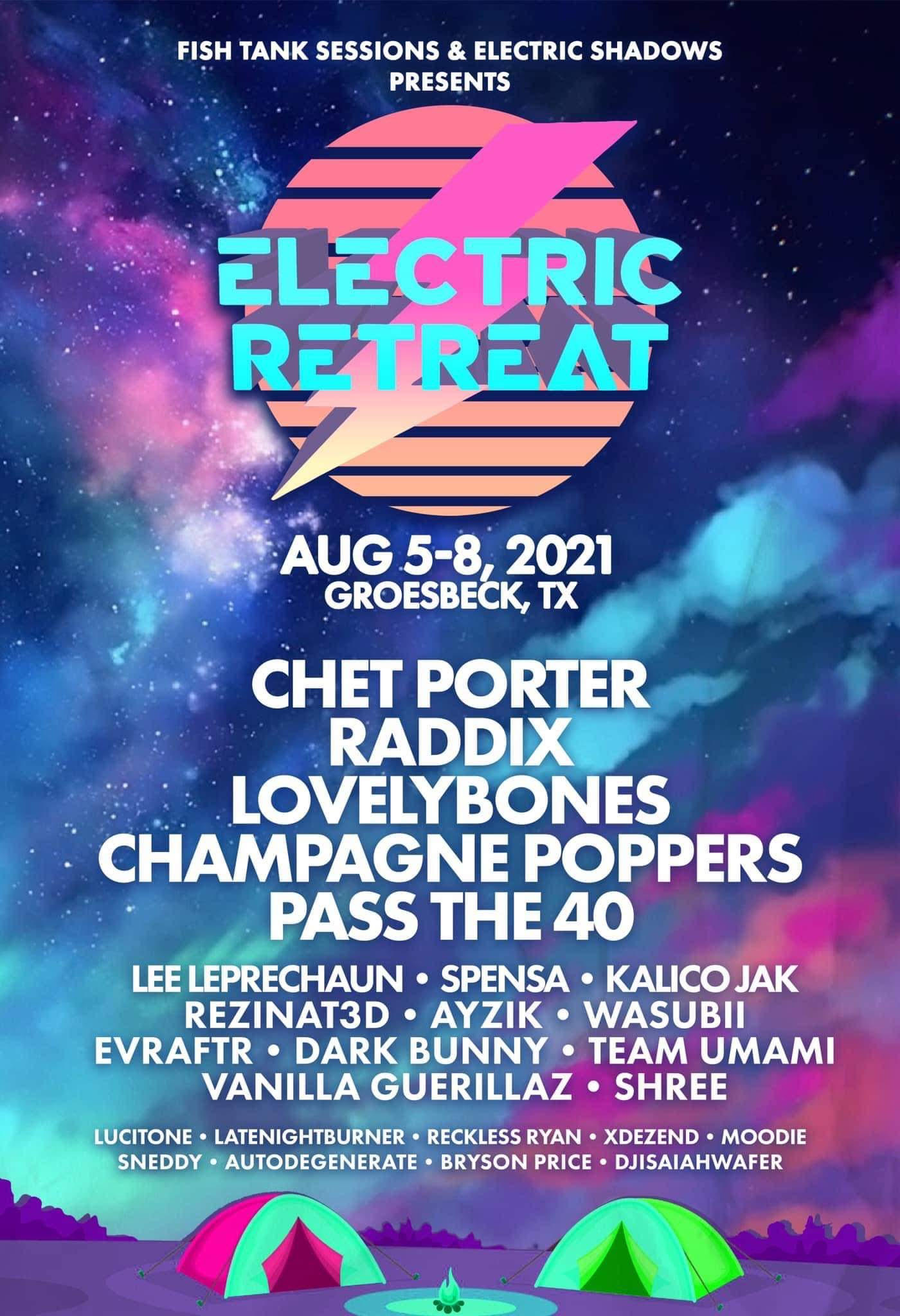 Electric Retreat Discount Tickets, Promo Code, GA Passes, VIP, Camp, Weekend, All Access, Coupon, Festival, Concert, Outdoors, DJ, Band