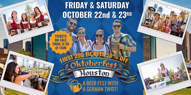 Oktoberfest Houston 2021 Promo Code, Octoberfest, Texas, Discount, Tickets, Passes, Ga, VIP, Beers, Lager, Music, Party, Music, TX, Water Works Buffalo Bayou Park