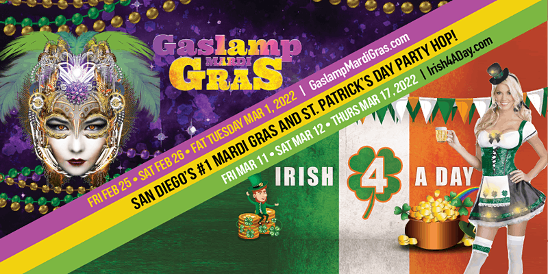 Irish 4 A Day San Diego Promo Code, 2022, St Patricks Day, Green, Lucky, Party Hop, Bar Crawl, American Junkie, Vin De Syrah
