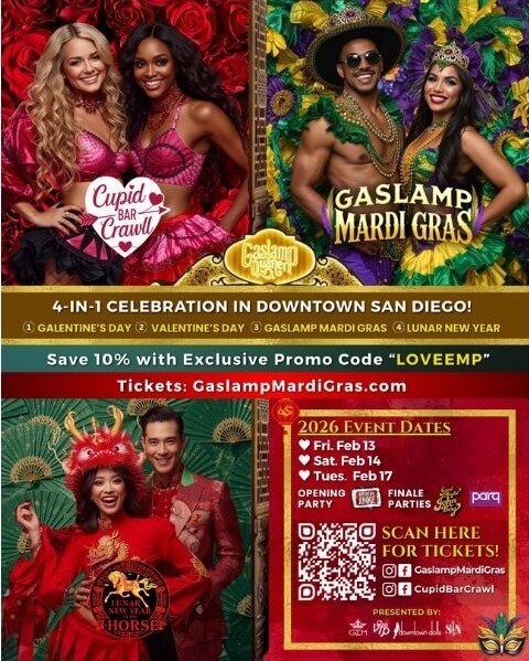 Gaslamp Mardi Gras x Cupid Bar Crawl Collaboration